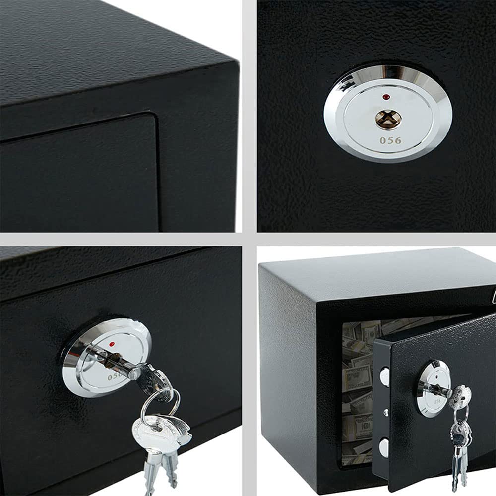 Mini caja fuerte de alta seguridad con llave de acero con bloqueo de dinero para el hogar y la oficina, ideal para ancianos, dinero compacto (negro 17)