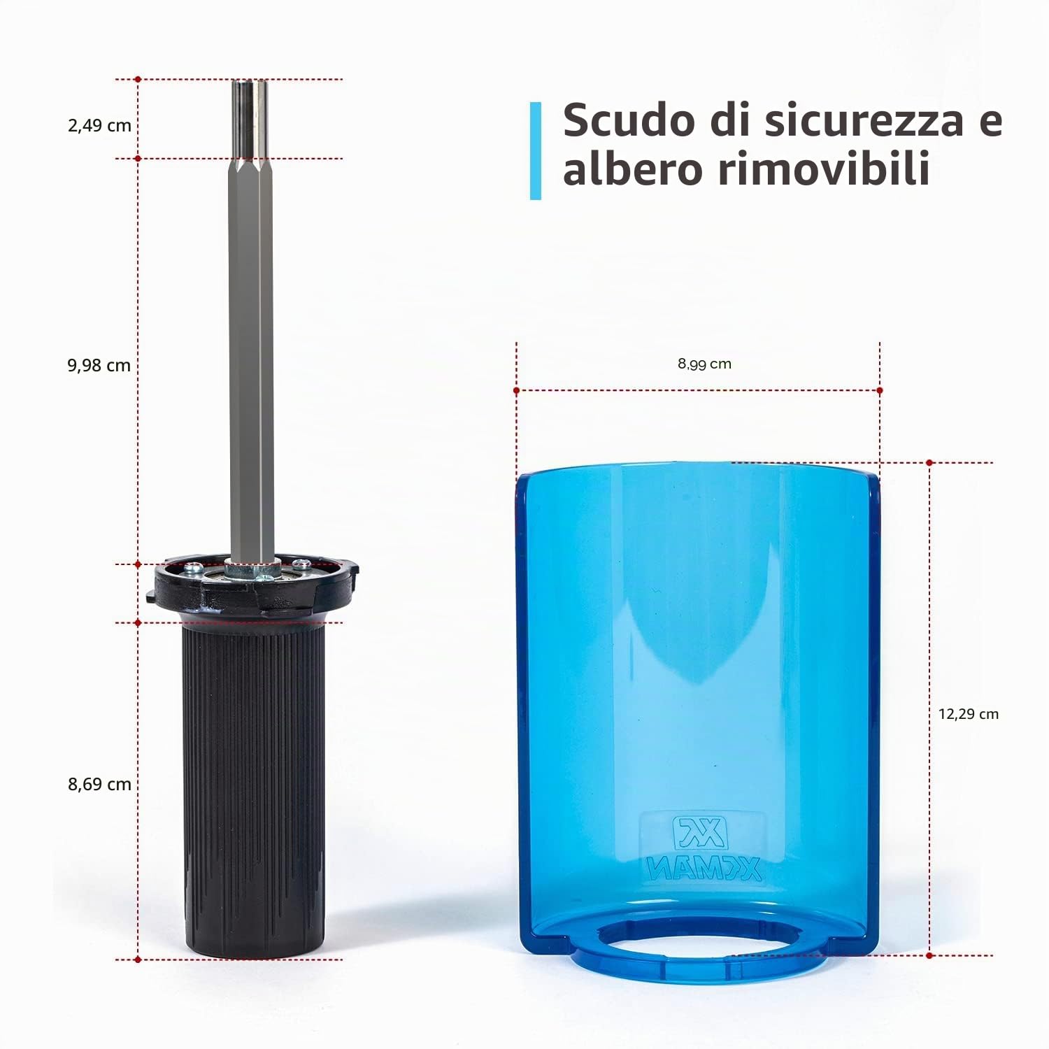 XCMAN - Set di spazzole rotanti per Sci, con Manico e ASSE e 3 spazzole: Nylon, crine di Cavallo, Ottone/Sughero