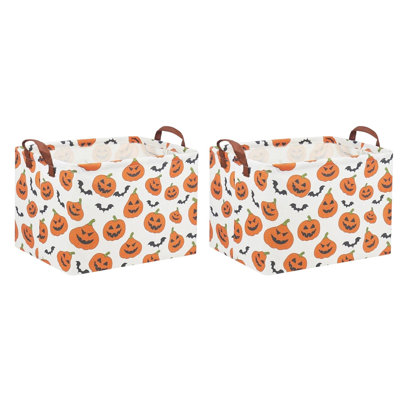Pangboer D Halloween Ecorative Storage Container, Fabric Basket With Grab Handles For Bedroom Closet, Nursery, Orm Halloween Storage Basket Fabric Bin Home