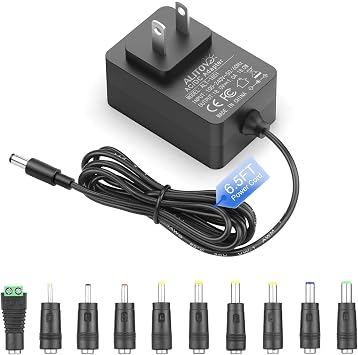 ALITOVE Upgrade 18V DC Power Supply 1A GaN 18W AC/DC Adapte 100-240V 50-60HZ to 18 Volt Power Cord Transformer 1000mA 700mA 500mA 6.5FT with 10 Tips for LED Light CCTV Security Camera Router Speaker