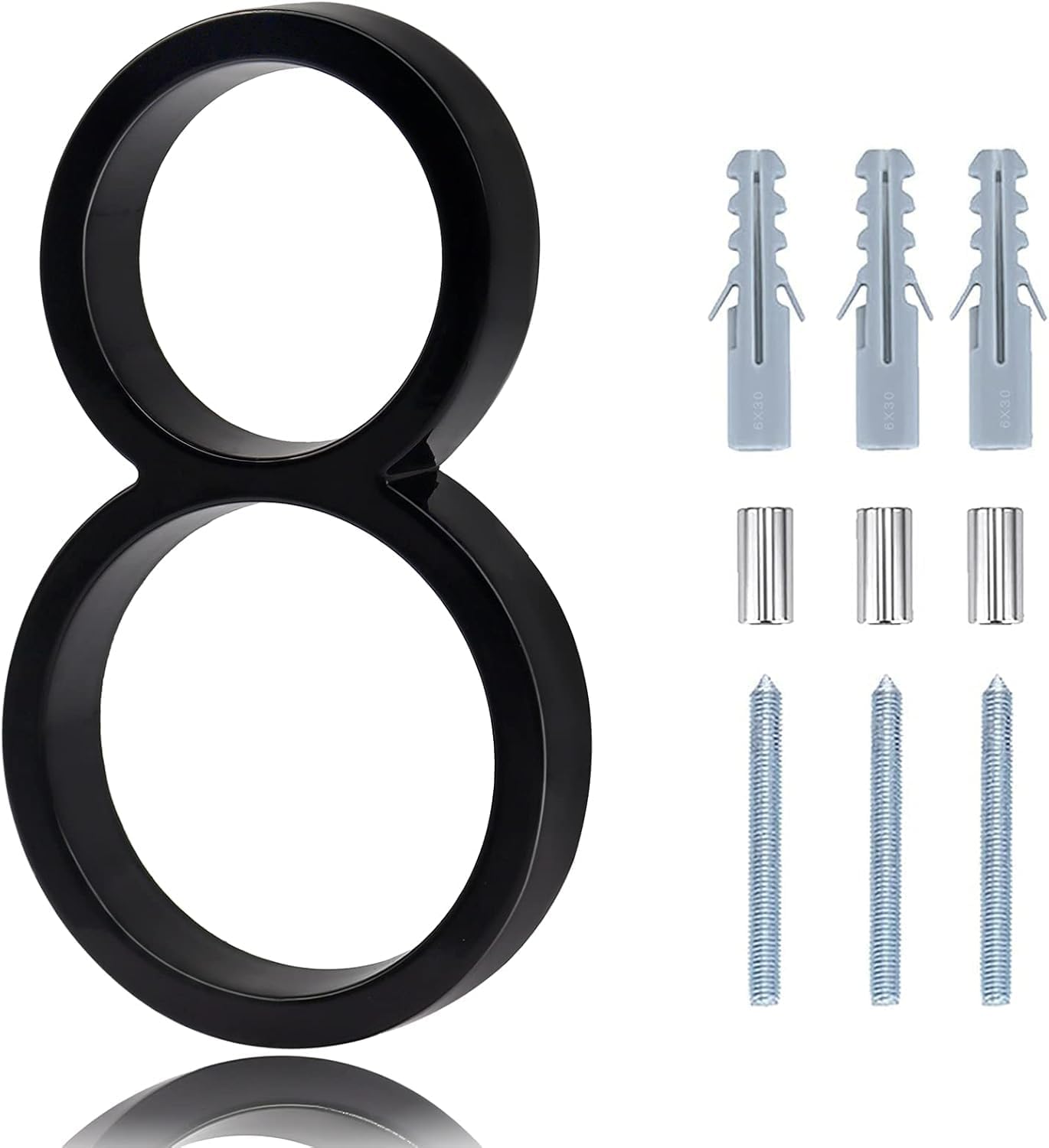 5 Inch Modern House Number – Black Metal Large Floating House Numbers,Easy to Install Outdoor Address Sign Plaque letters,Garden Door Mailbox Decor Numbers for outside Home Wall, Fence, Garage (Black8)