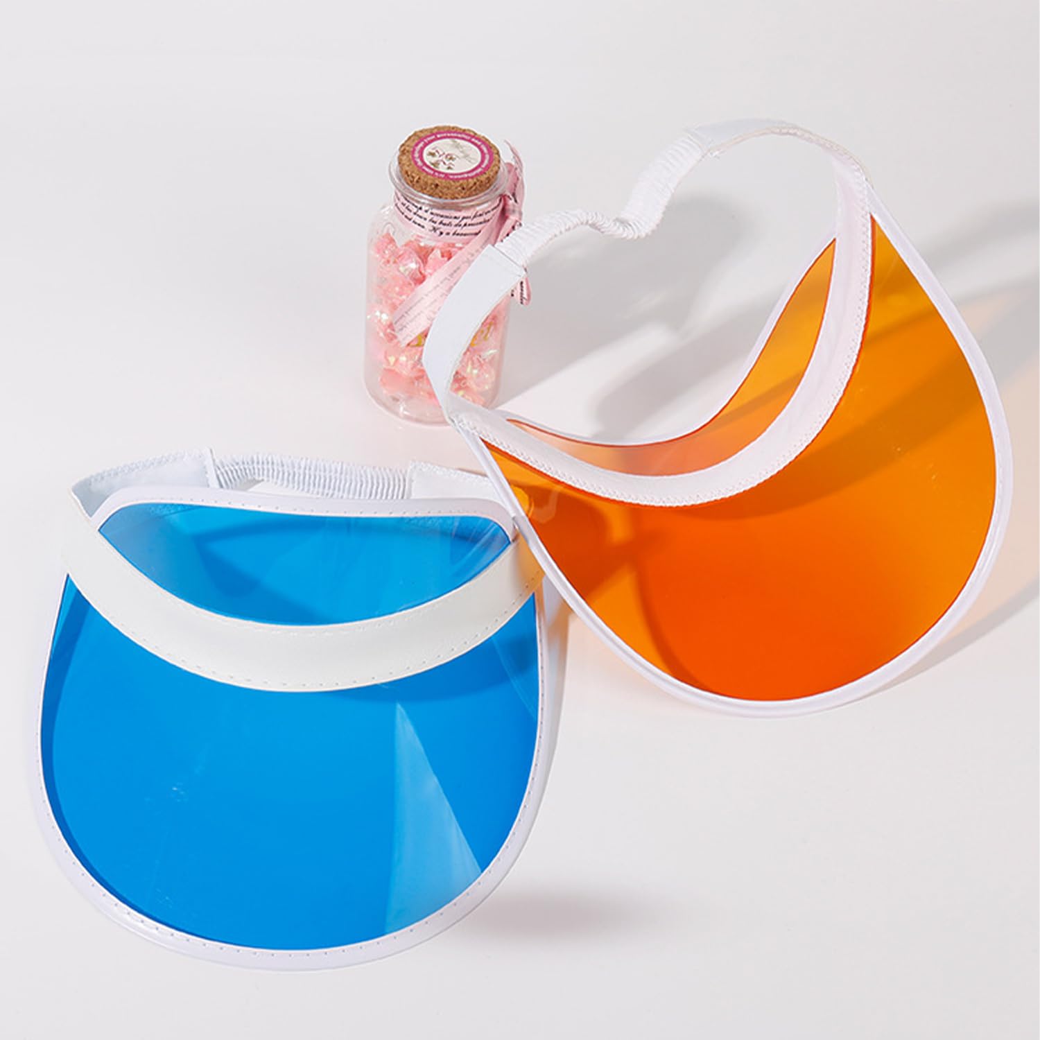 5 Pezzi Berretto Visiera Trasparente Neon, Parasole Retro per Tennis e Golf, Sun Cap Pub Anni '80, Adatta per Ciclismo, Corsa e Alpinismo