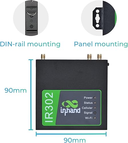 Miniatura 4 de InHand Networks IR302 Industrial IoT LTE 4G VPN, LTE Cat M1Nb-Iot+ Wi-Fi, ranuras para tarjetas SIM duales, gestión por plataforma en la nube,