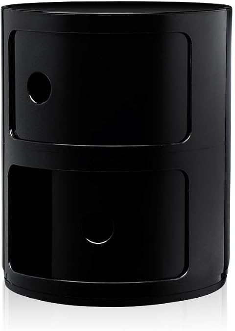 Kartell Componibili Contenitore 2 Elementi, Base Tonda, ABS, Nero, 32 x 32 x 40 cm