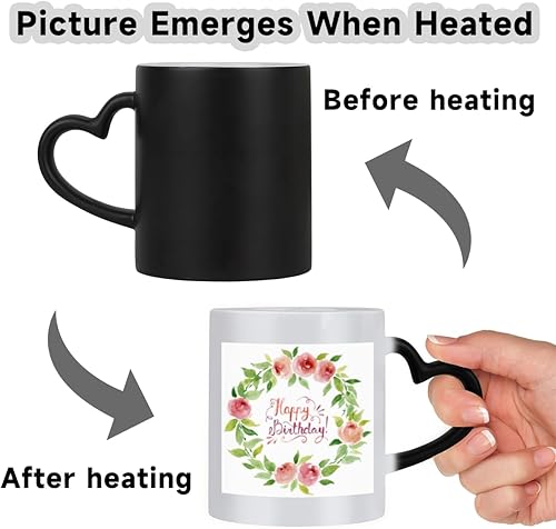Miniatura 3 de Lakiniss Happy Birthday Magical Color Changing Ceramic Coffee Mug - Gift for Any Occasion! Hot Water Reveals Stunning Image - Ideal for Coffee, Tea,
