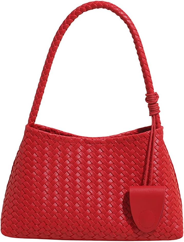 Woven Hobo Bag for Women Fashion Faux Leather Bucket Shoulder Bags Trendy Hobo Tote Underarm Handbags Purse for Work Travel