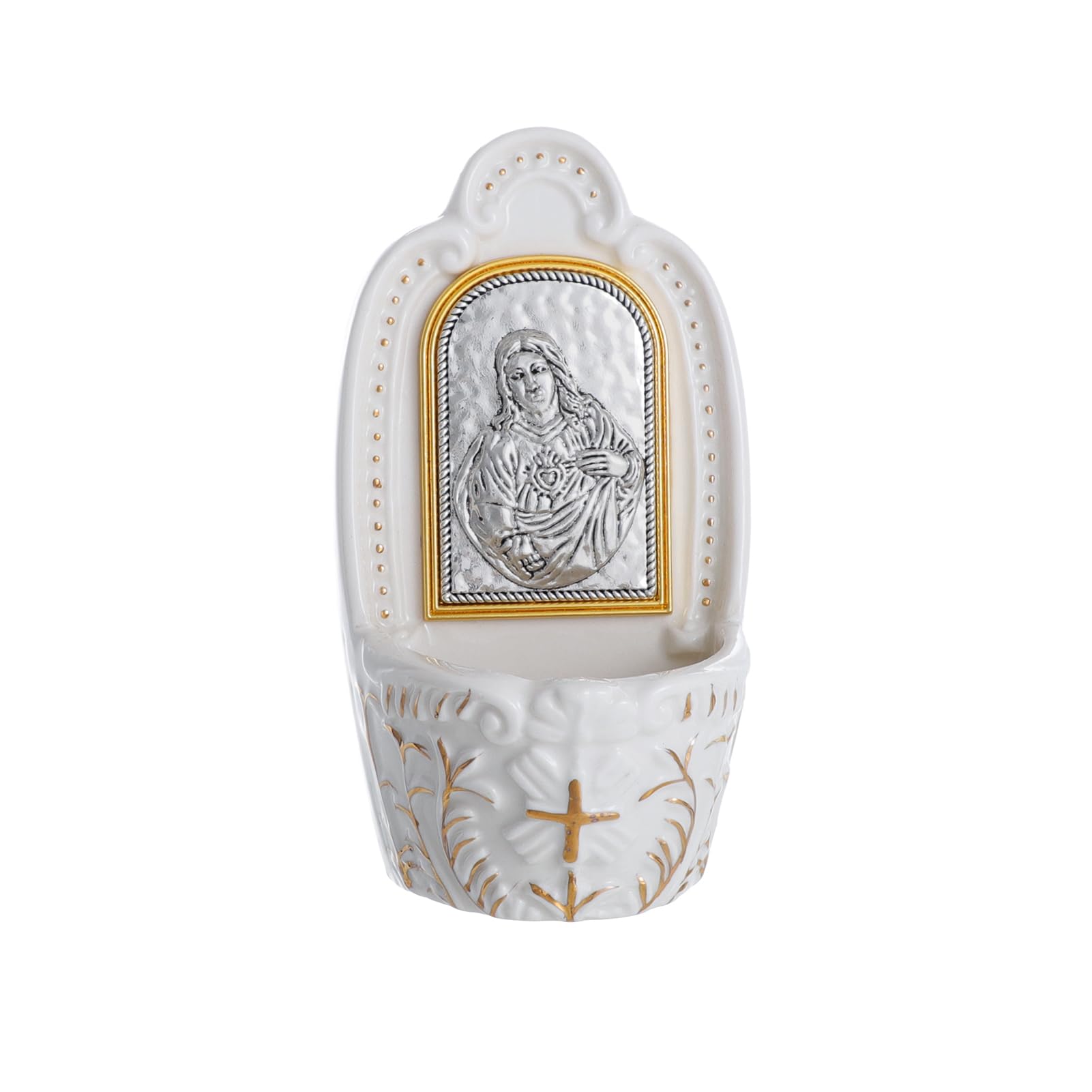 KOMI Sacred Heart of Jesus Holy Water Font Catholic Decor Porcelain Holy Water Fonts for Home Wall Hanging Religious Gifts