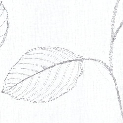 Miniatura 8 de Lazzzy  Cortinas traslúcidas con hojas bordadas (2 piezas)