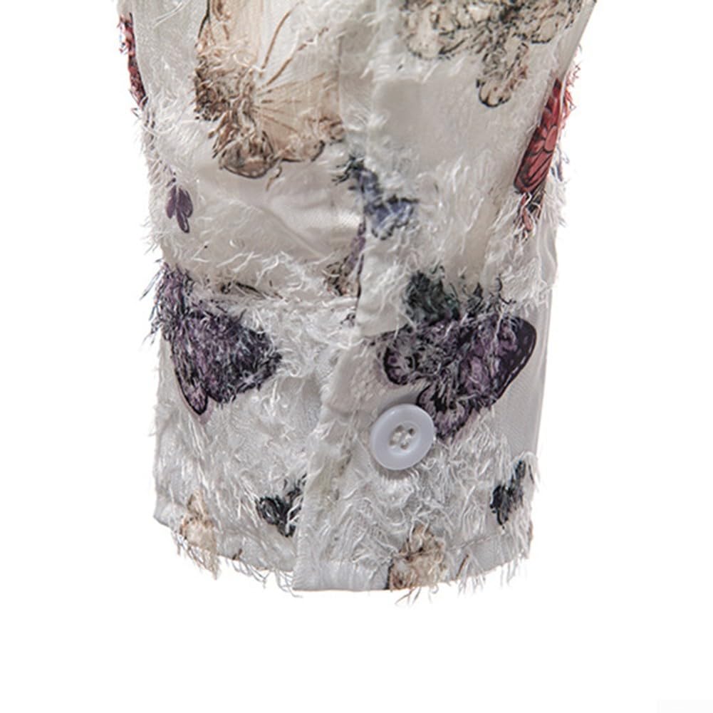 Chemise à manches longues à la mode avec motif papillon pour homme (Couleur L)