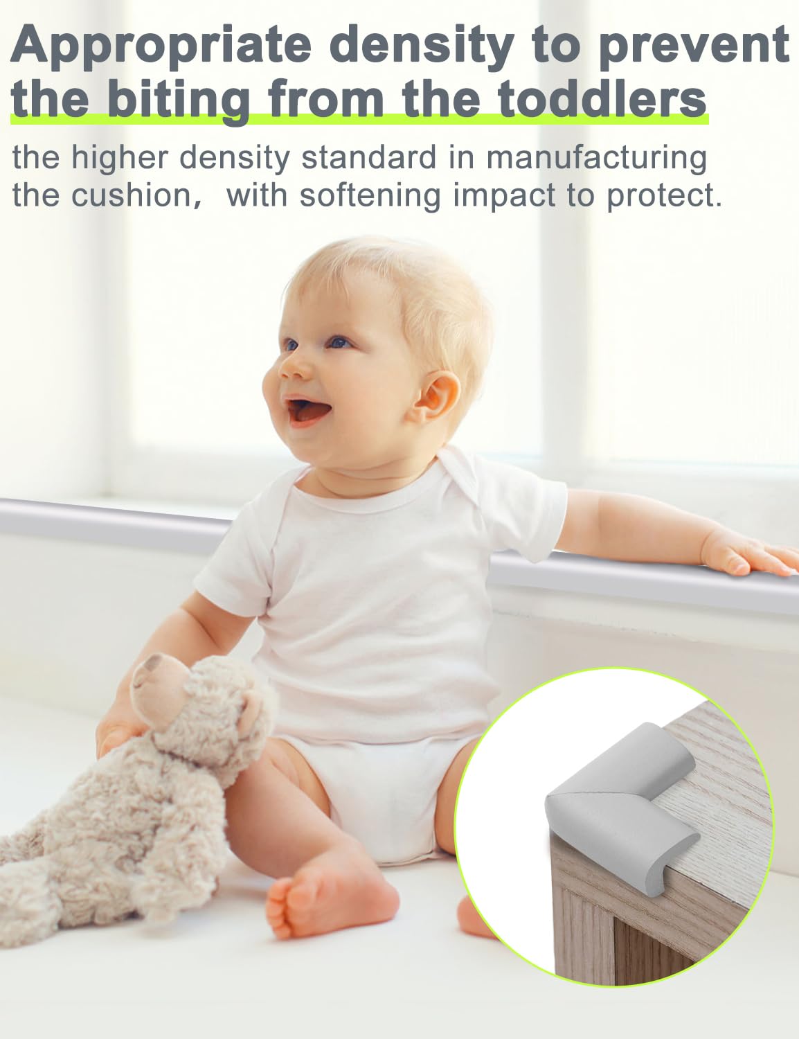 Paraspigoli in schiuma, protezione per angoli e spigoli, paracolpi di sicurezza in schiuma, protezione per angoli per tavolo di sicurezza a prova di bambino, colore: bianco