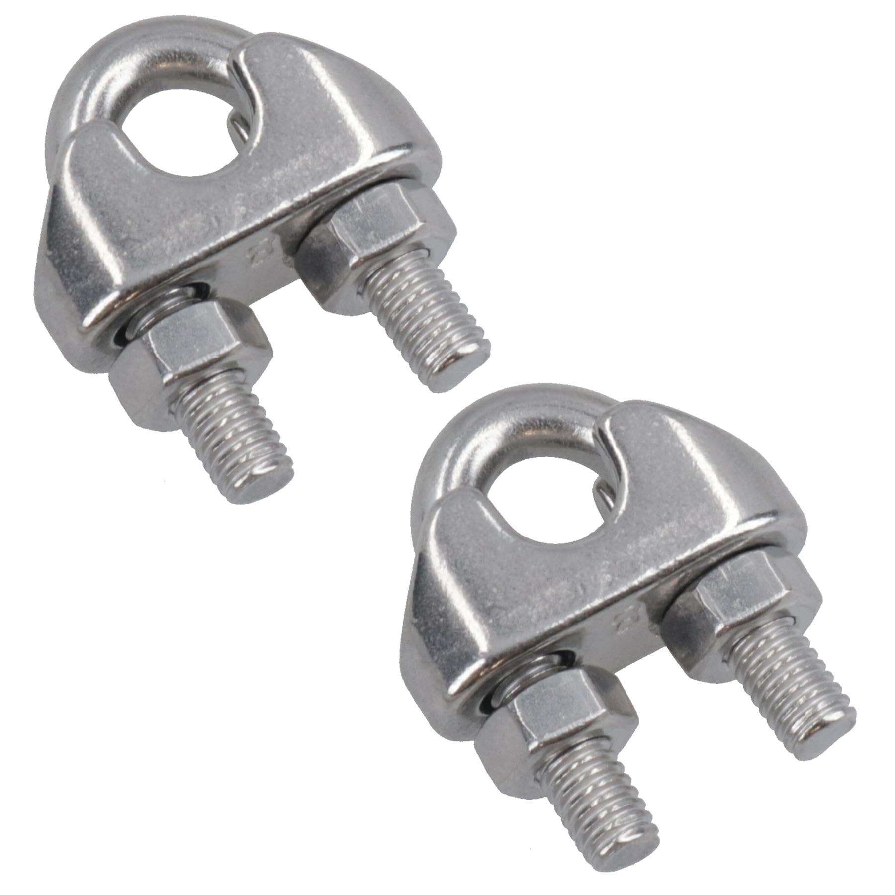 Ab Tools 8Mm Wire Rope/Cable Grip/Clamp Stainless Steel 316 Marine Grade 2 Pack Dk47
