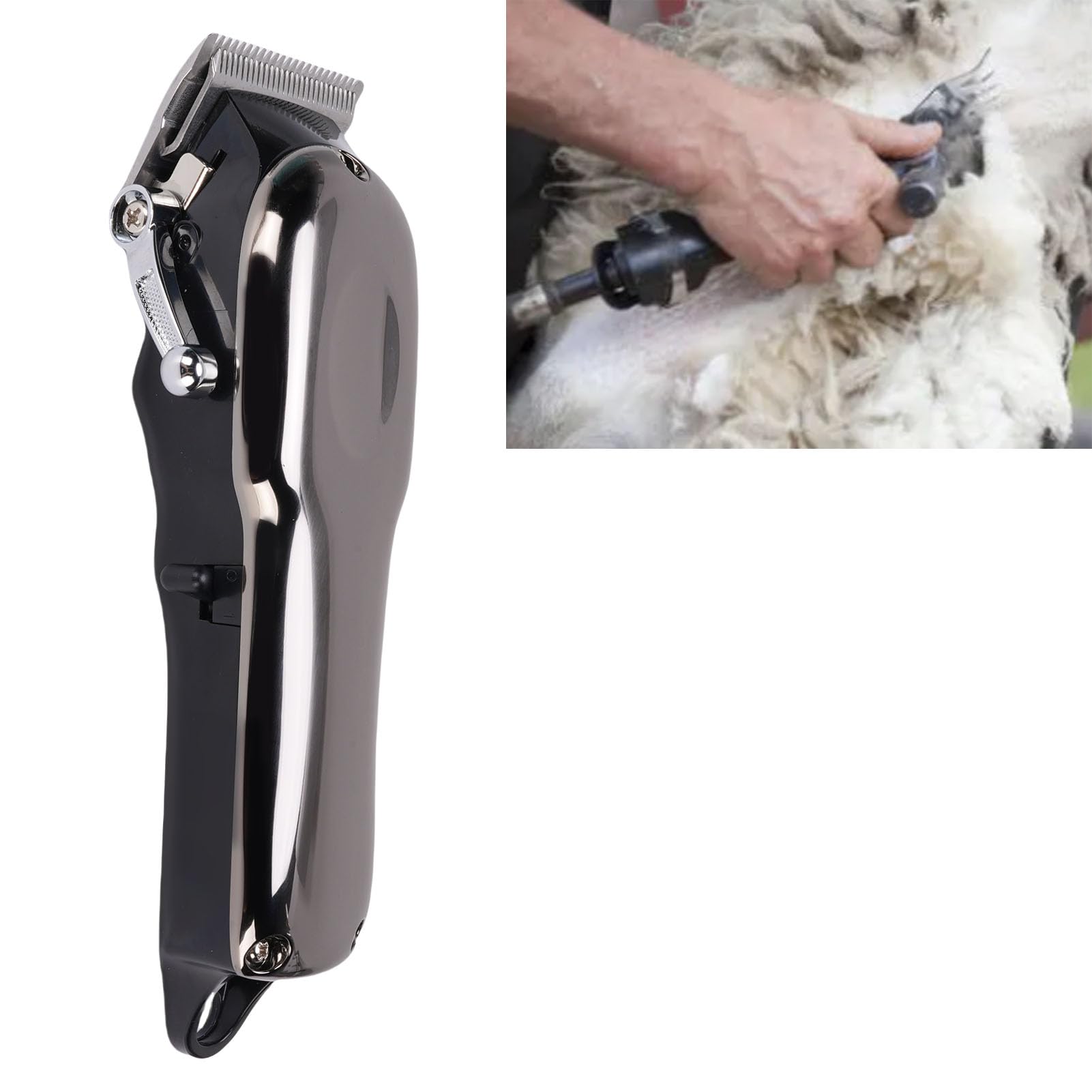 YUYTE Professional Cordless Horse Clippers, Quiet Metal Electric Grooming Clippers for Horses Cattle Sheep Dogs with 4 Guards, Rechargeable Livestock Trimmer