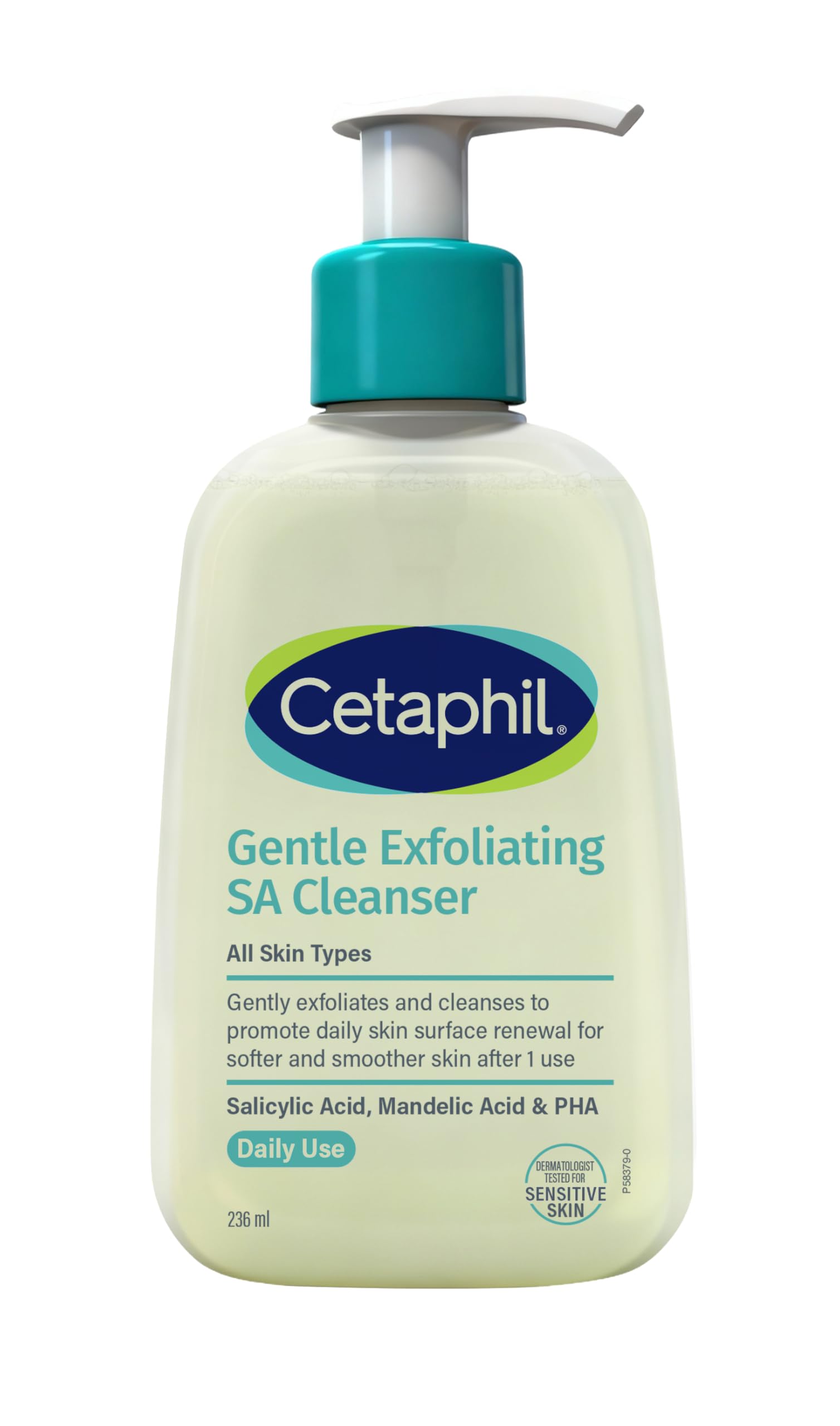 Gentle Exfoliating SA Cleanser, Foaming Gel Cleanser for All Skin Types, 236 ml Pump Bottle, Salicylic Acid, Mandelic Acid & Gluconolactone, Gently Exfoliates, Dermatologist Recommended Brand