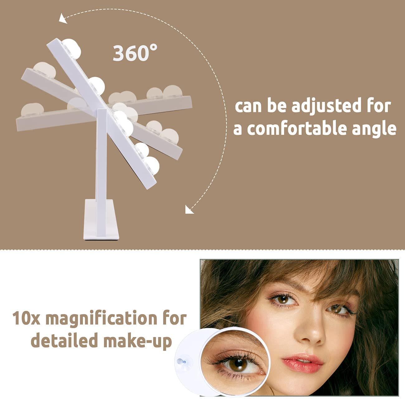 Fenair Lighted Vanity Mirror Hollywood Style Makeup Vanity Mirror with Lights and