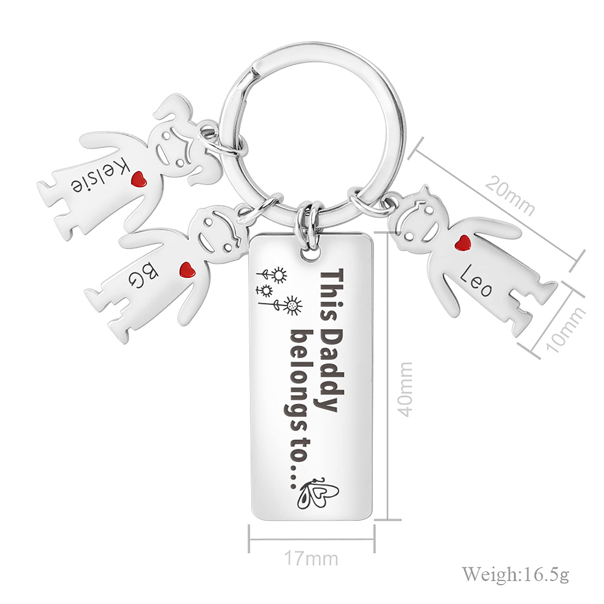 Llavero personalizado para hombres y mujeres con dijes para niños de 1 a 9, llavero personalizado para el Día del Padre, llavero familiar grabado para papá y mamá