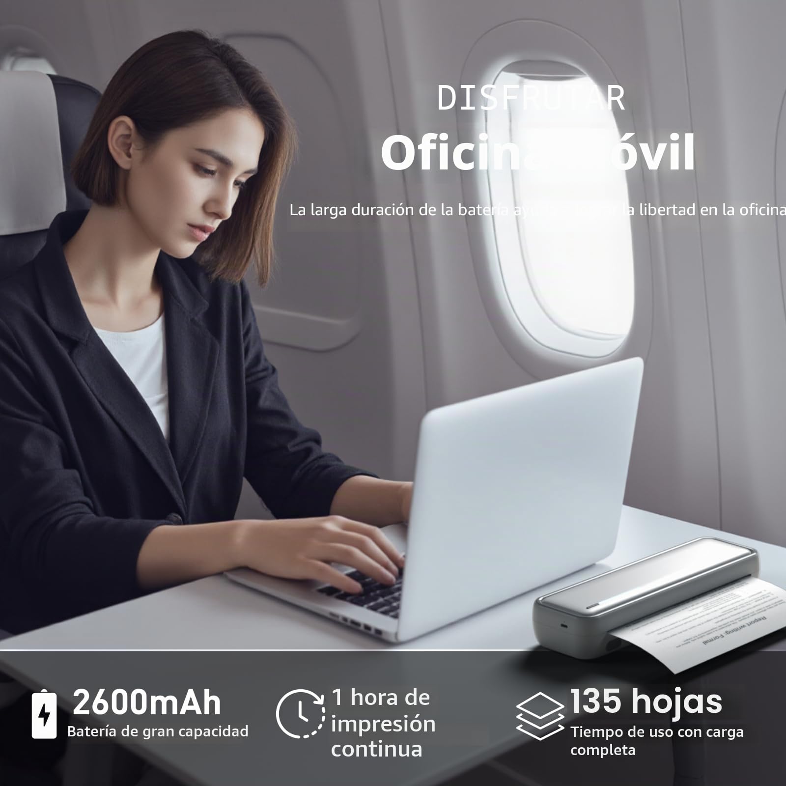 Bisofice X9 impresora térmica móvil A4 portátil para teléfono, ordenador, viajes, oficina en casa