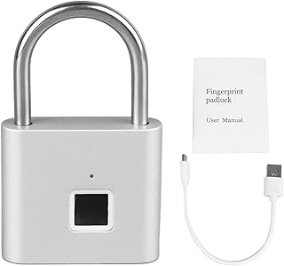 Intelligentes Bluetooth-Fingerabdruck-Vorhängeschloss – USB-wiederaufladbar, wasserdicht, biometrisch mit mehreren Entsperrmethoden (Silber)