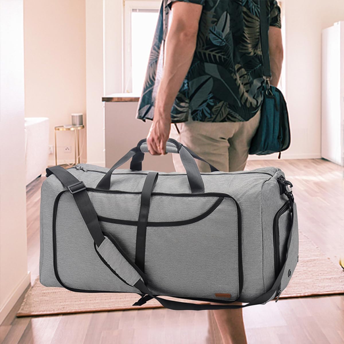 150L Duffle Bag for Travel, Extra Large Foldable Waterproof Travel Duffel Bags Weekender Overnight Bag for Men and Women with Shoe Compartment (Gray)