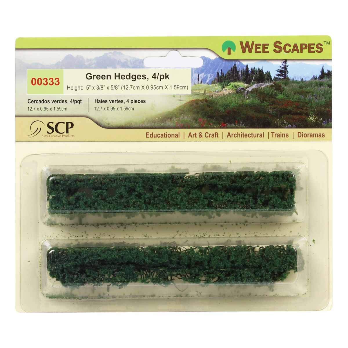 Wee Scapes Architectural Model Flowers & Hedges Green Hedges 5 in. x 3/8 in. x 5/8 in. pack of 4