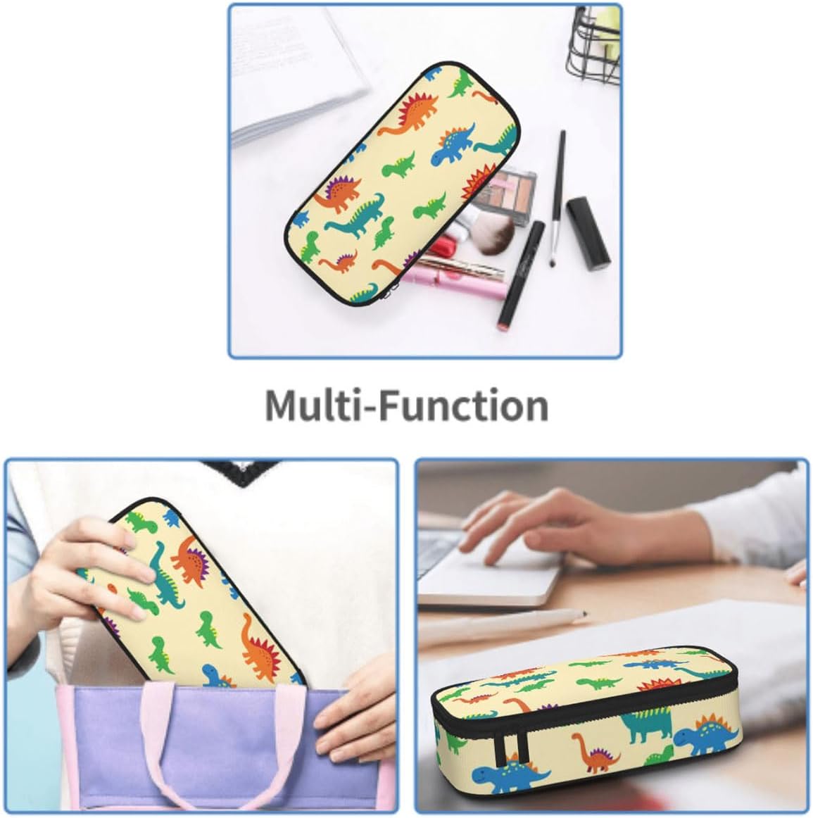 Gkyygk Colorful Dinosaur Big Pencil Case Pencil Pouch Portable Large Storage Pen Box Makeup Bag For Desk Stationery Supplies Storage Organizer image 4