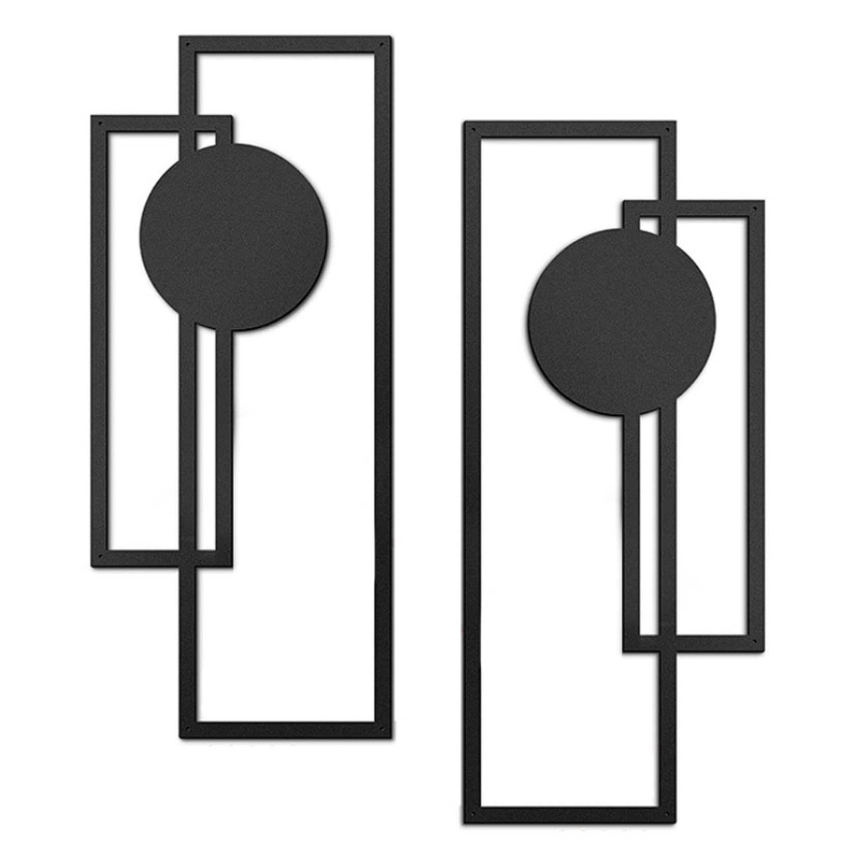 Suxdlan 2PCS Metal Wall Decor 15.75x6.69 Inch Black Minimalist Wall Art Modern Geometric Hanging Abstract Sculptures Decor for Living Room Home