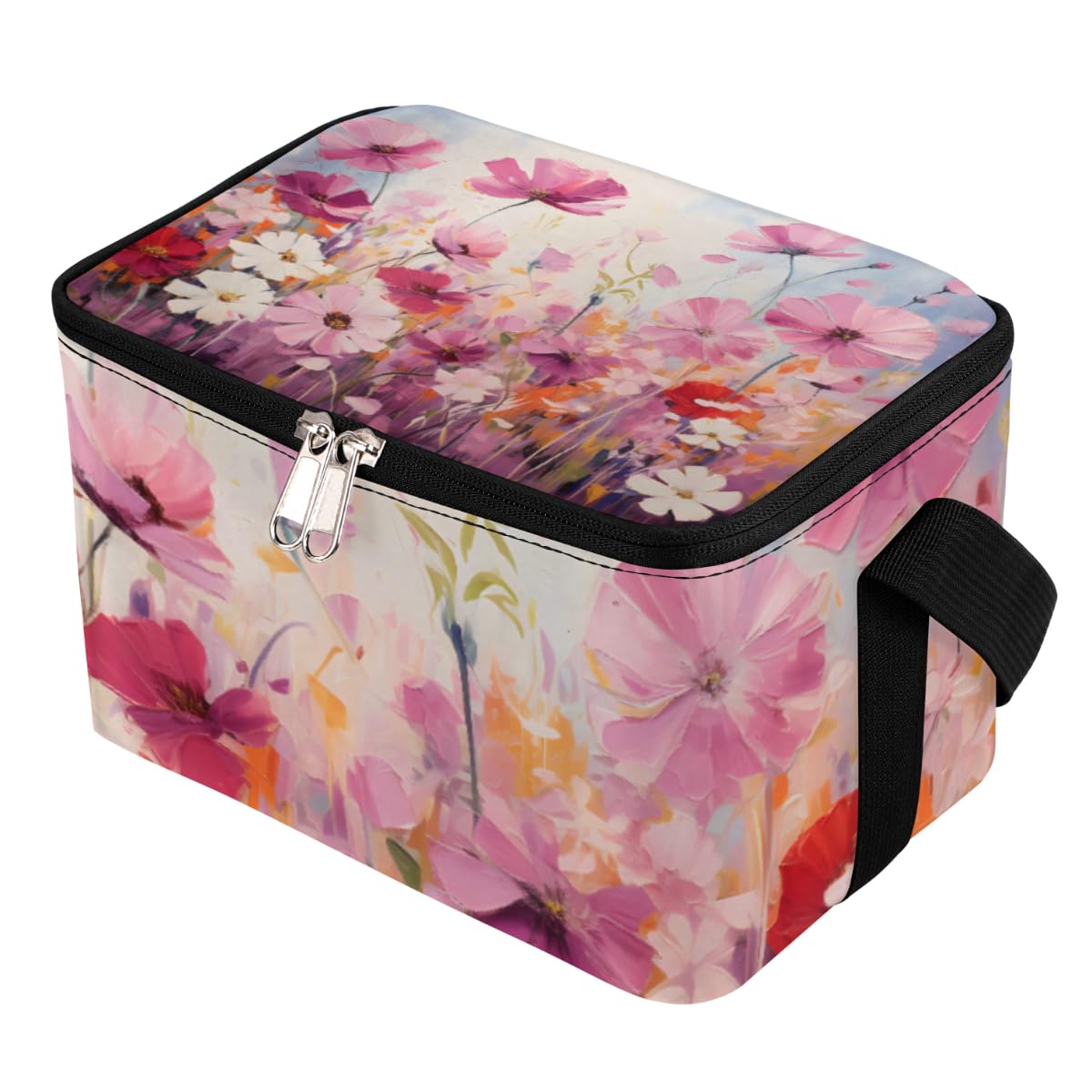 GzLeyigou Lunch Bags for Women Men 9 Cans,Flowers Hot & Cold Food Delivery Bag Insulated Grocery Bag Insulated Lunch Box Botanical Floral Cooler Bag for Office Work Picnic Beach