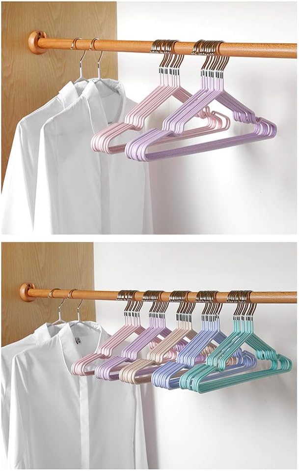 - Non-Slip Metal Hanger Space-Saving Durable Hanger Metal Hook Grooved Clothes Pants Suit Suit Jacket (30 Pieces) (Color : Pink) (Blue)