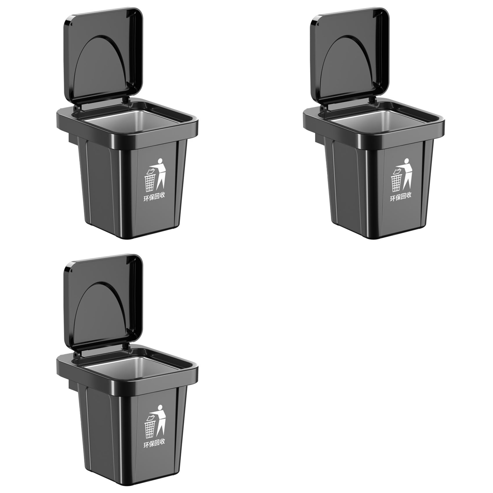 Vjsujehgy 3X Stainless Steel Wall-Hanging Ashtray with Lid Trash Can-Shaped Bathroom Living Room Fly Ash-Proof Punch-Free A