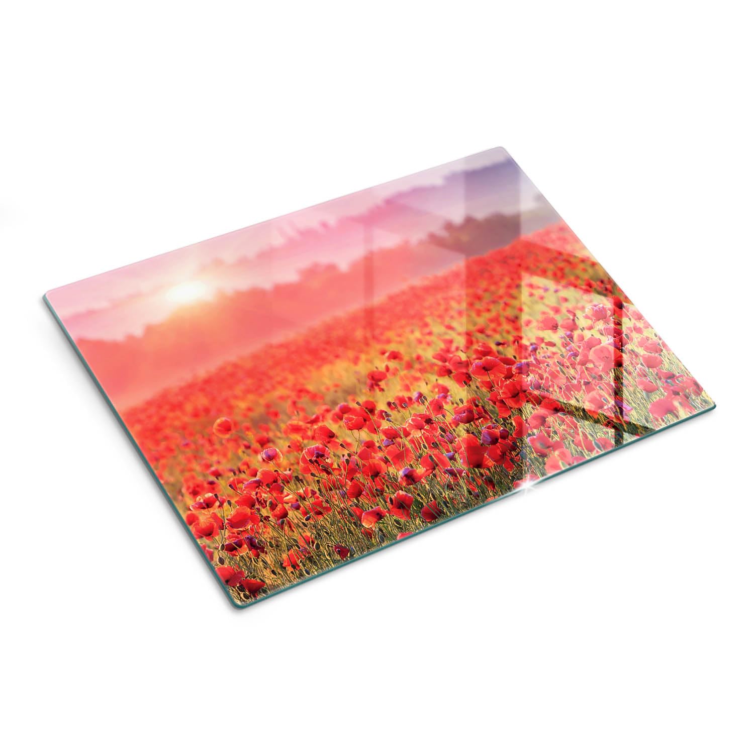 Tabla de cortar de vidrio templado 40x30 cm Campo de amapolas
