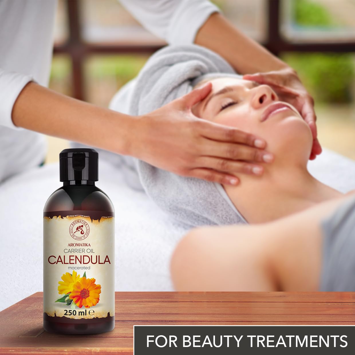 Calendula Oil 8.5 Fl Oz (250ml) - Calendula Officinalis Flower Extract – Infused - Almond Oil Base - 100% Pure & Natural - Marigold Oil – Benefits for Skin, Nails, Hair, Face, Body