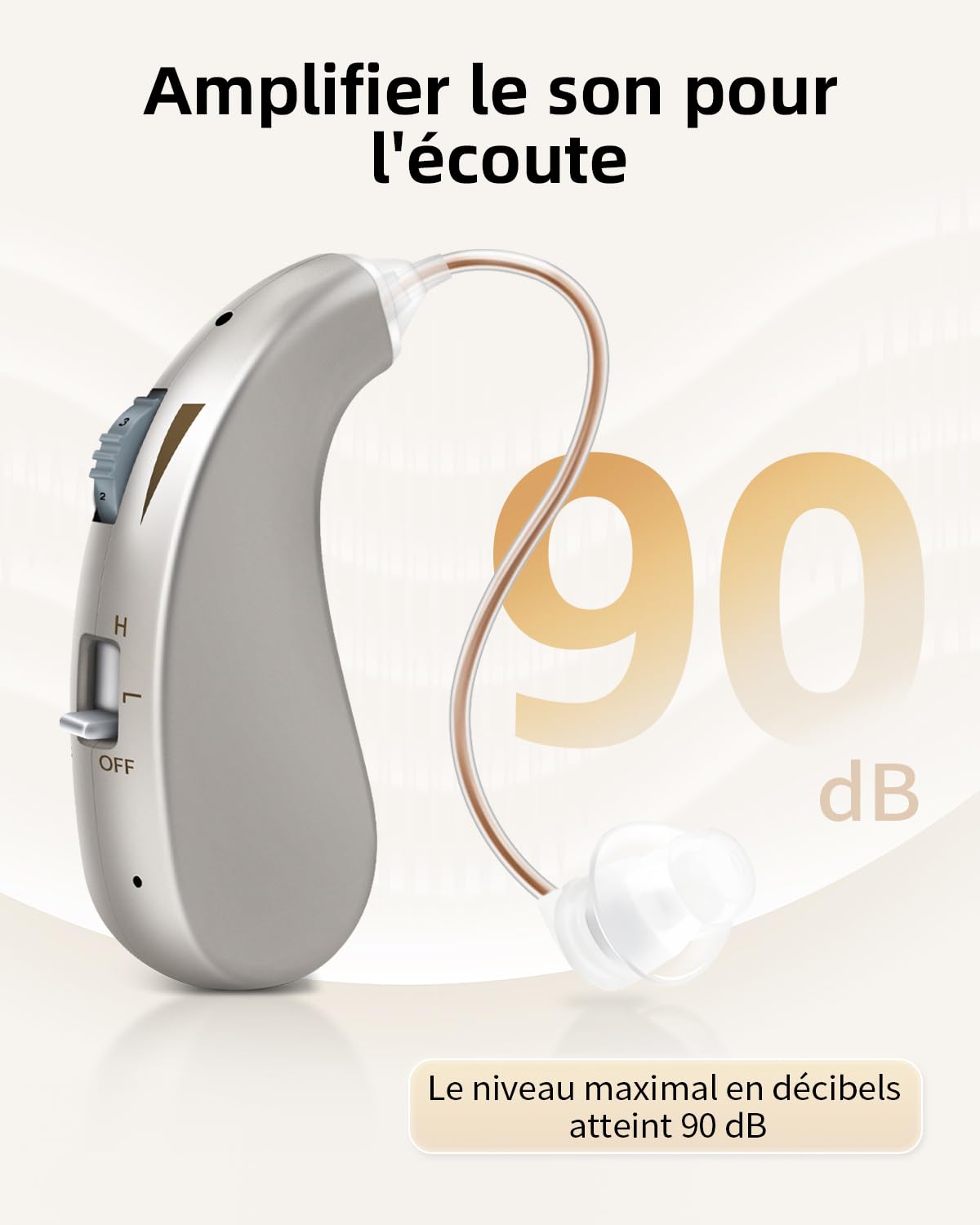 Britzgo Appareil audio Clear Sound-1206, puce numérique, adapté à toutes les oreilles, longue durée de vie de la batterie, manuel en français inclus, réduction intelligente du bruit (argent)