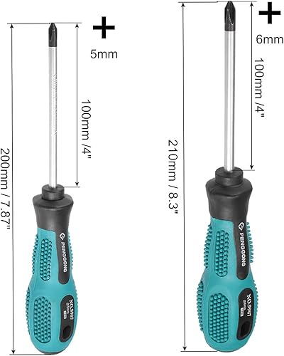Miniatura 2 de uxcell Phillips - Juego de destornilladores, 1 & # 2 destornillador de cruz magnética, eje redondo de acero CR-V de 4 pulgadas
