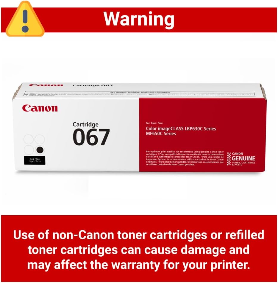 Canon 067 CMYK Toner Cartridge 4-Pack – Black, Cyan, Magenta, Yellow – Standard Yield – Genuine Original Toner – for Color imageCLASS LBP633Cdw, LBP632Cdw, MF653Cdw, MF654Cdw, MF656Cdw