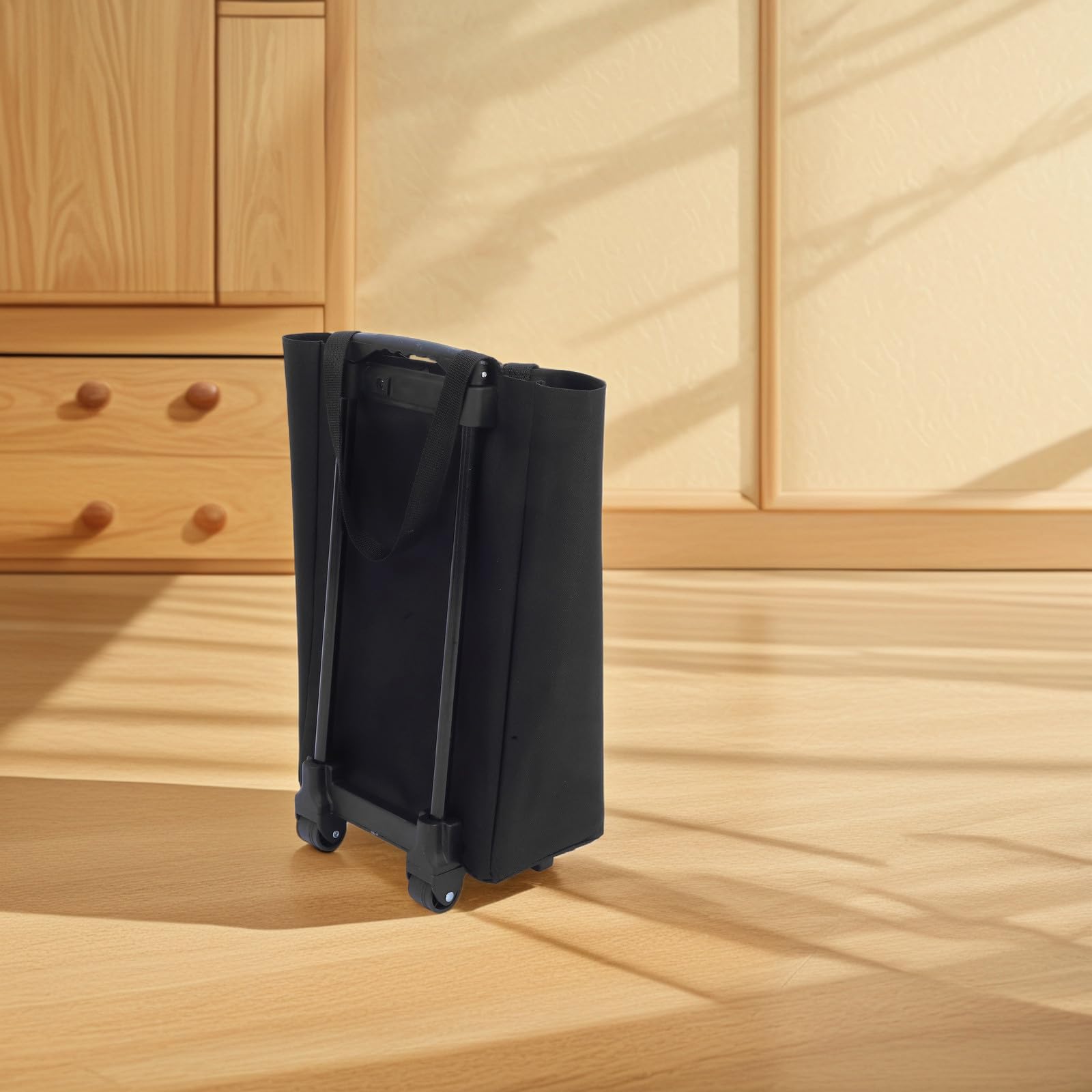 Cact - Carrito plegable con ruedas pequeñas, acero al carbono y tela, ideal para transportar artículos de la casa y la casa, color negro