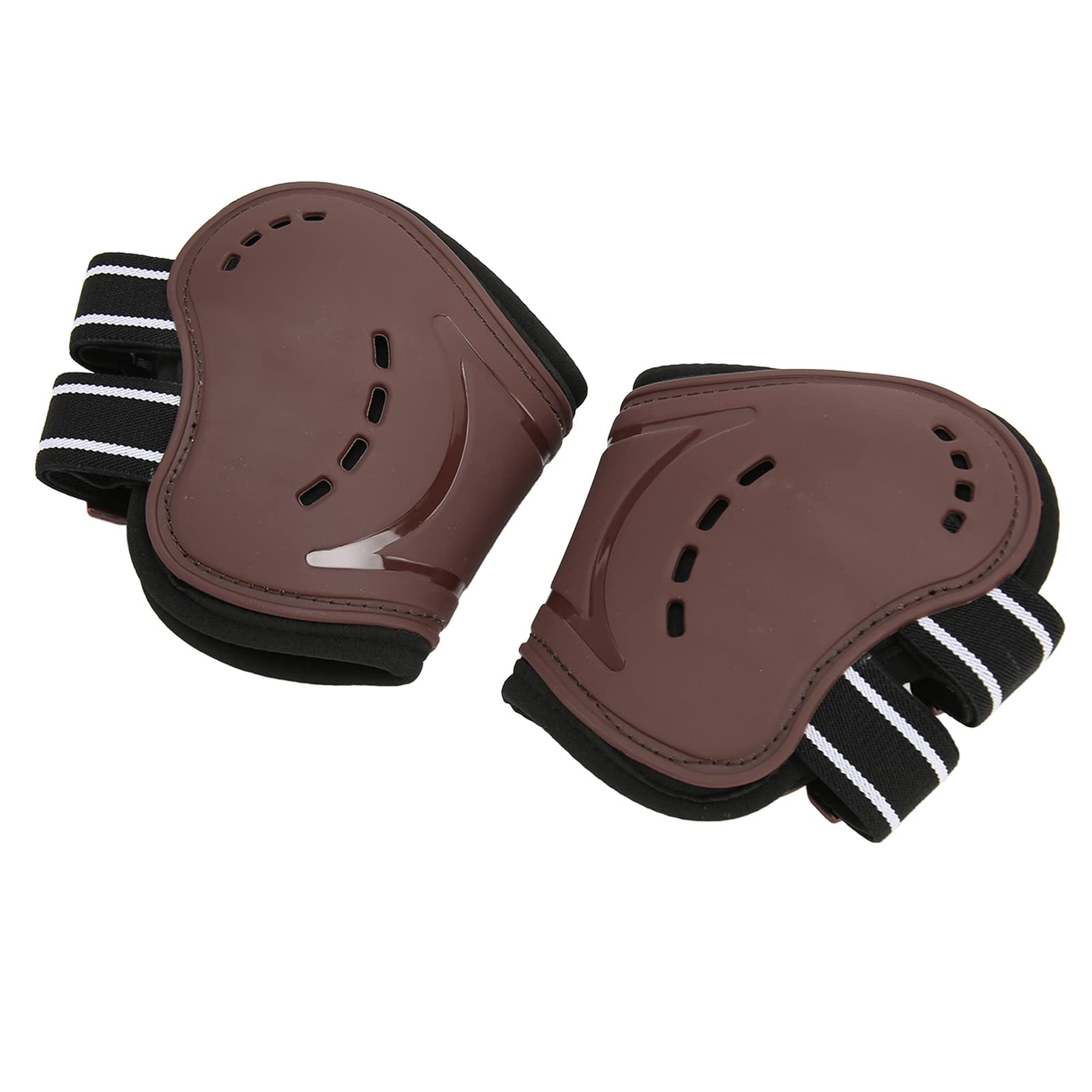 Horse Fetlock Boots Brown Non-Slip Adjustable Elastic Open Front Hind Legs Jumping Boots (L 7.9in)
