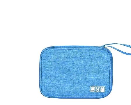 House of Quirk Polyester Electronic Accessories Pouch (Light Blue_NEW_LINEN_GADGET_ORG_LBU-_-)