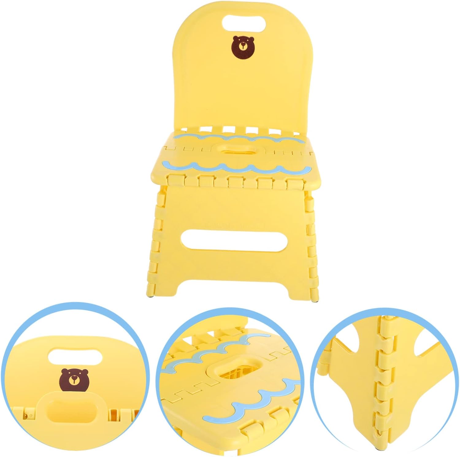 Zerodeko Creative Portable Folding Step Stool with Backrest Lightweight Bathroom Bench Space-Saving Design Sturdy Plastic Construction for Adults Kitchen Bathroom