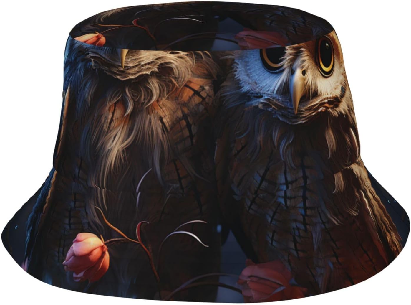 Fashion Bucket Hat for Women Men Packable Cute Sun Hats Owls Fisherman Cap Outdoor Travel Beach Caps Black