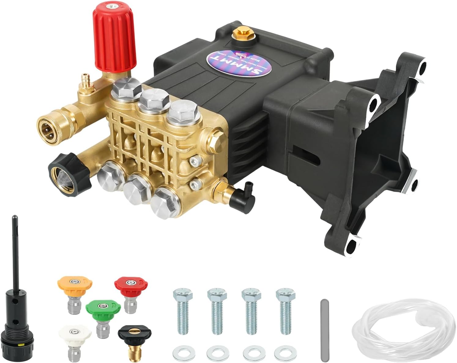 Pressure Washer Pump Max 4400 PSI 4 GPM, 1" Shaft Horizontal Gas Power Washer Pump Replacement, Direct Drive Triplex Plunger Replacement Pump with Pressure Adjustment Unloader