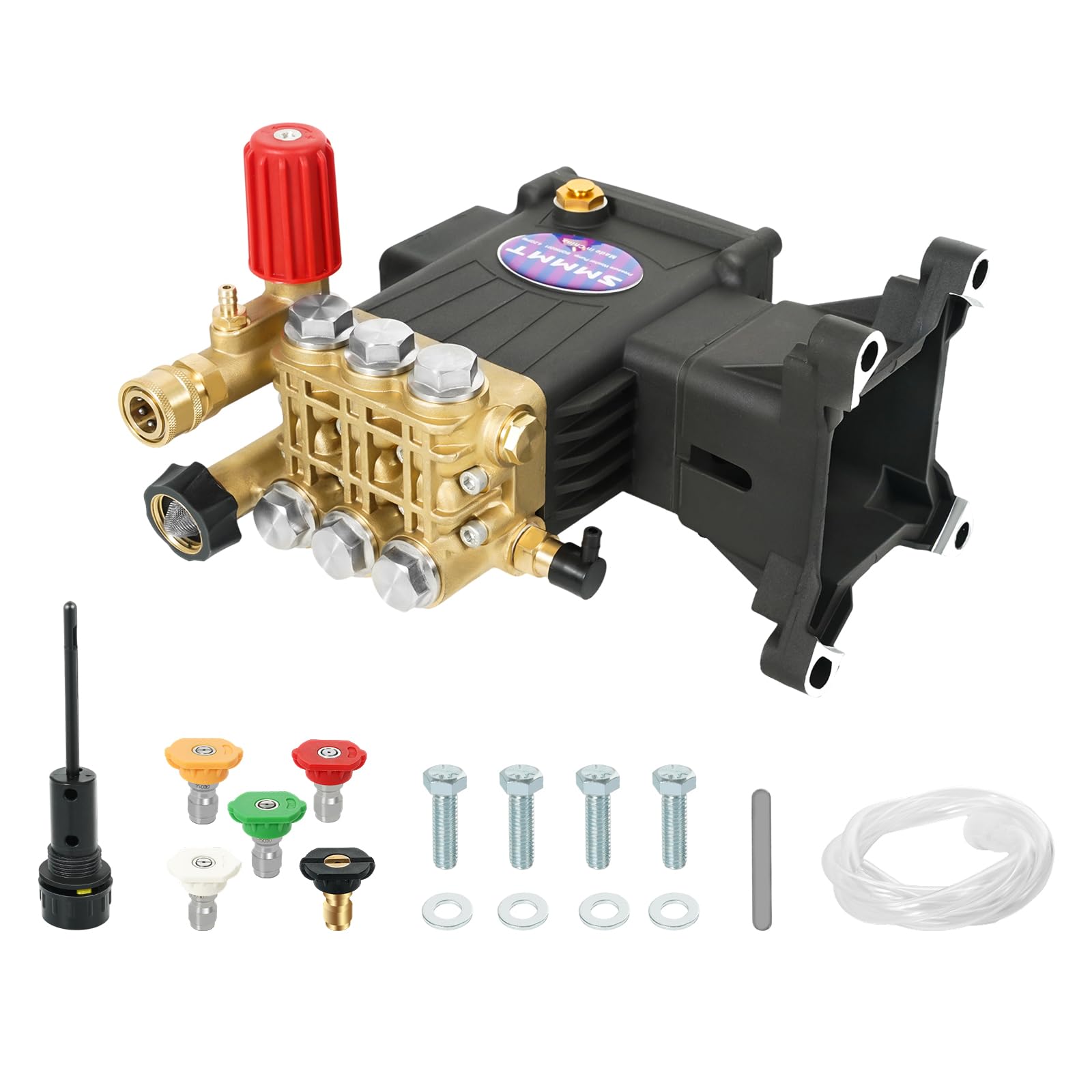 Pompa idropulitrice max 4400 PSI 4 GPM, 1 "albero orizzontale a gas di ricambio pompa, pompa di ricambio a pistone triplex ad azionamento diretto con scarico regolazione della pressione, 5 punte degli