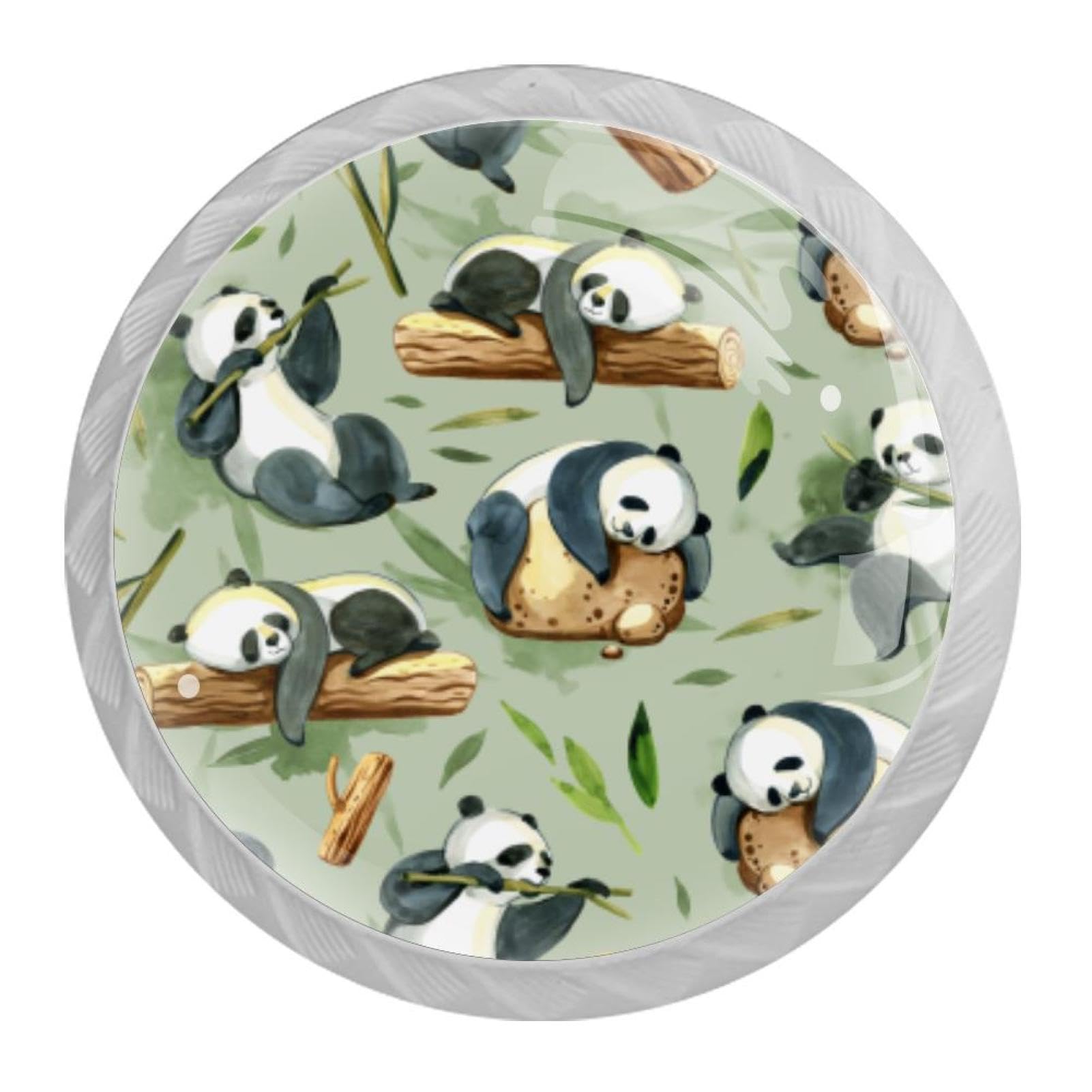Tqmspg 4 Pieces Drawer Pulls Panda Patterns Door Knobs Dresser Handles for Kitchen Wardrobe Cupboard Hardware Furniture