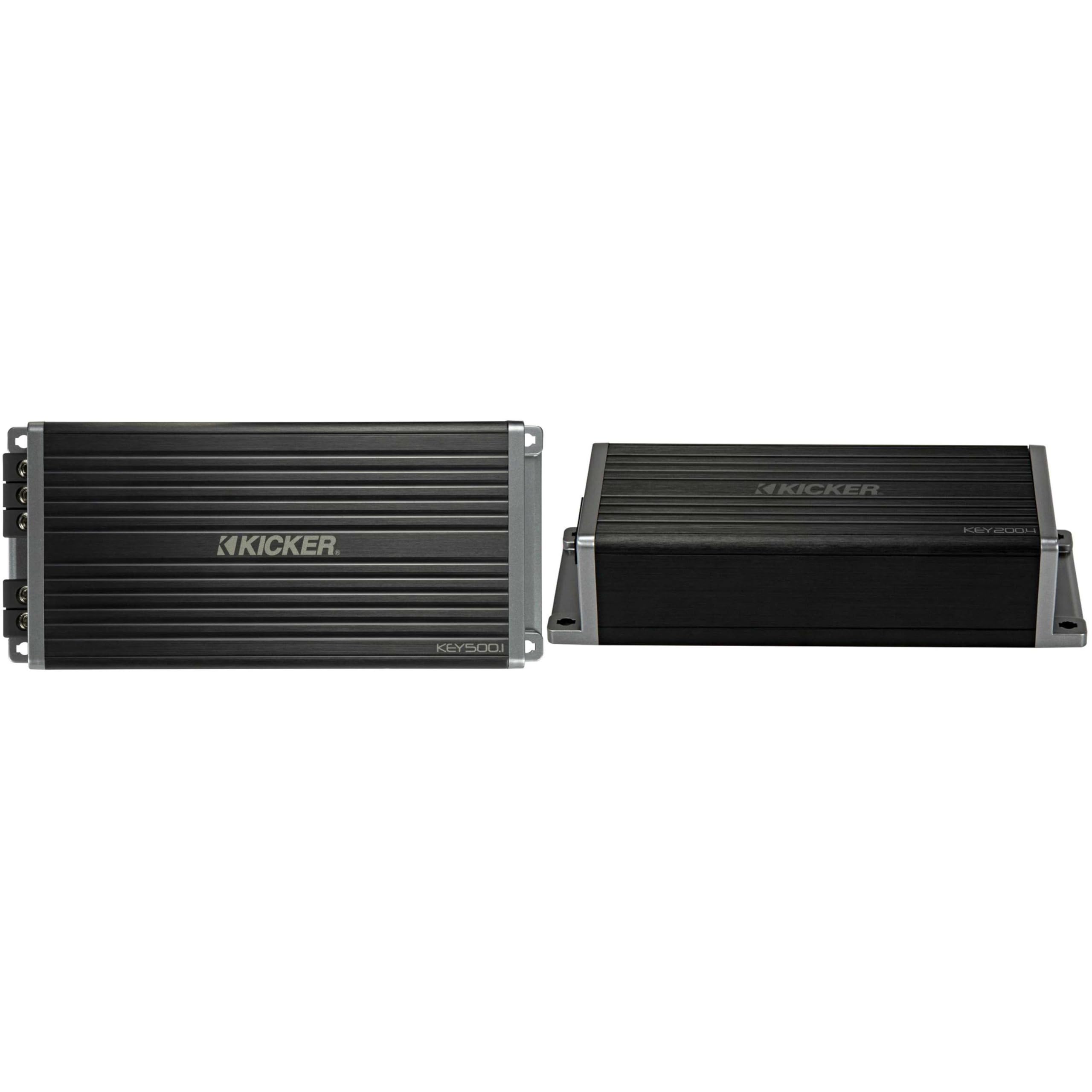Kicker 47KEY2004 4-Channel DSP Smart Amplifier, 4x50W w/ 47KEY5001 500-Watt Mono Channel Amp with Start/Stop Capability, Bundle