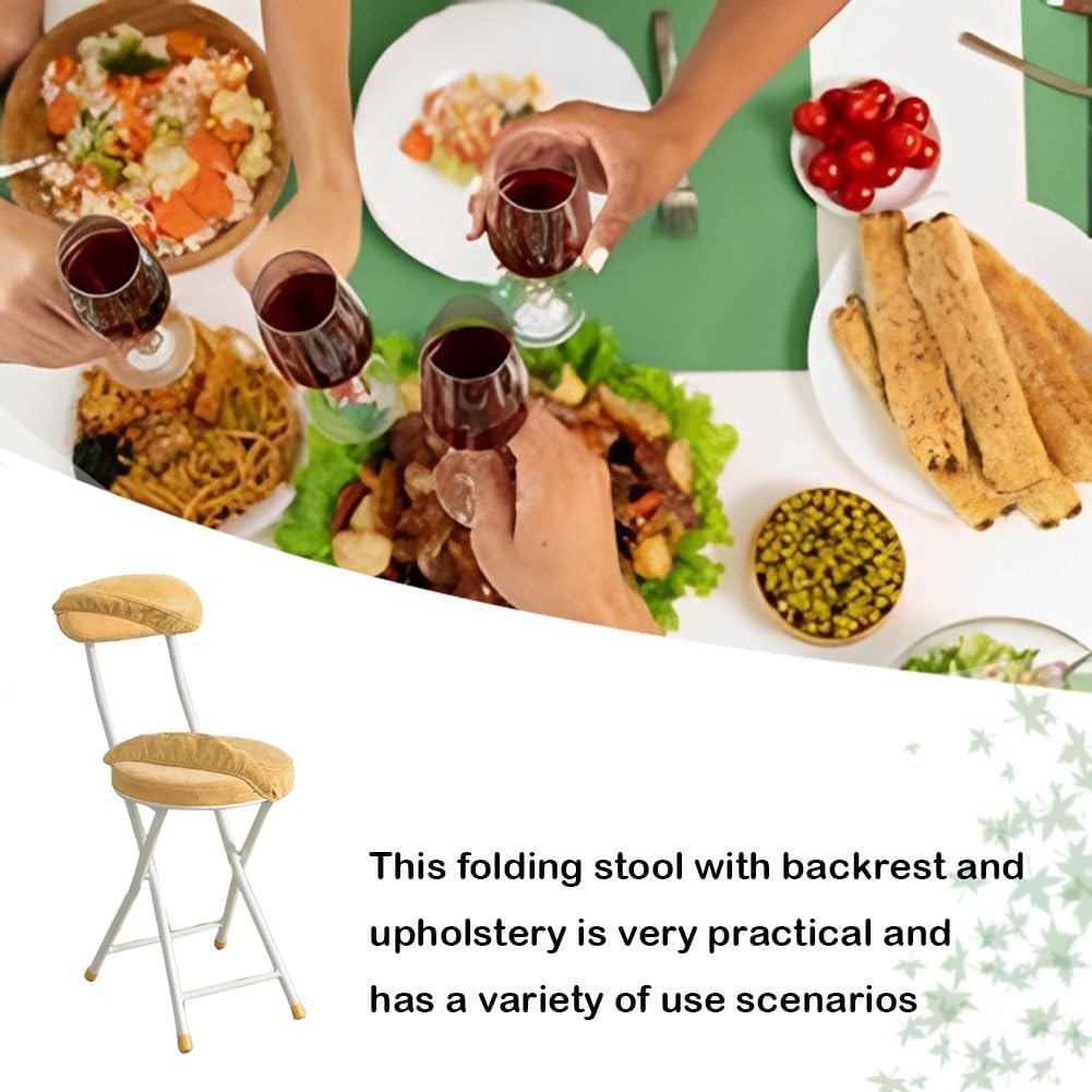 19inch Portable Round Folding Stool, Heavy Duty Fold up Stool Metal Foldable Bar Stool for Adults Kitchen Garden Bathroom(Blue)