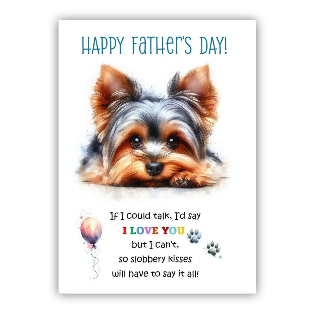 Father's Day Card from the dog. Dog Lovers Card. Fathers Day card from the dog. Differenet breeds. (York Terrier beige) โ image 1