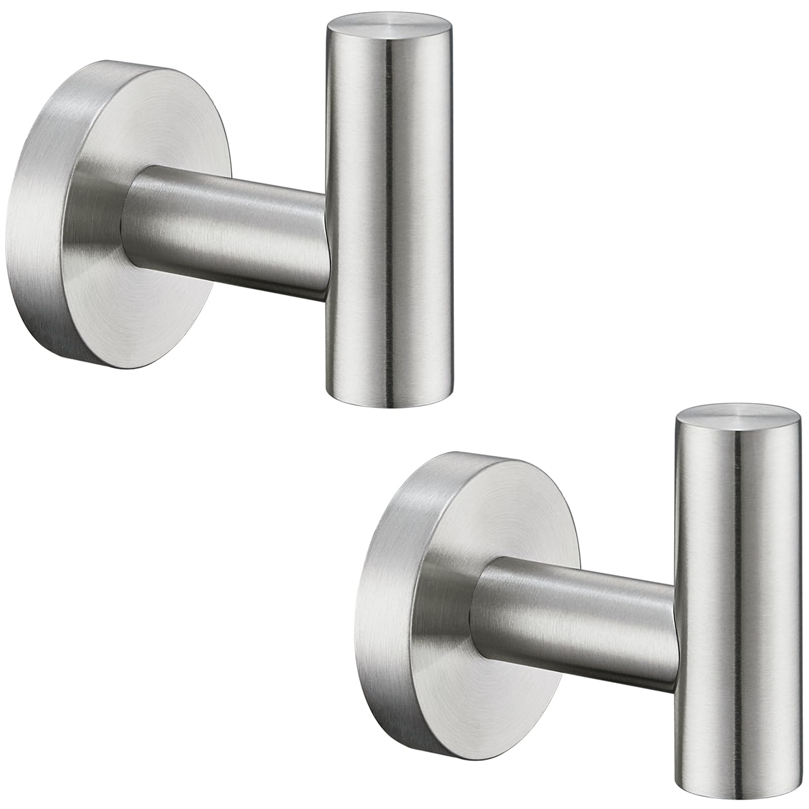APLusee Brushed Nickel Round Coat Hook 2 Pack, 304 Stainless Steel Bathroom Towel Hook, Wall Mounted