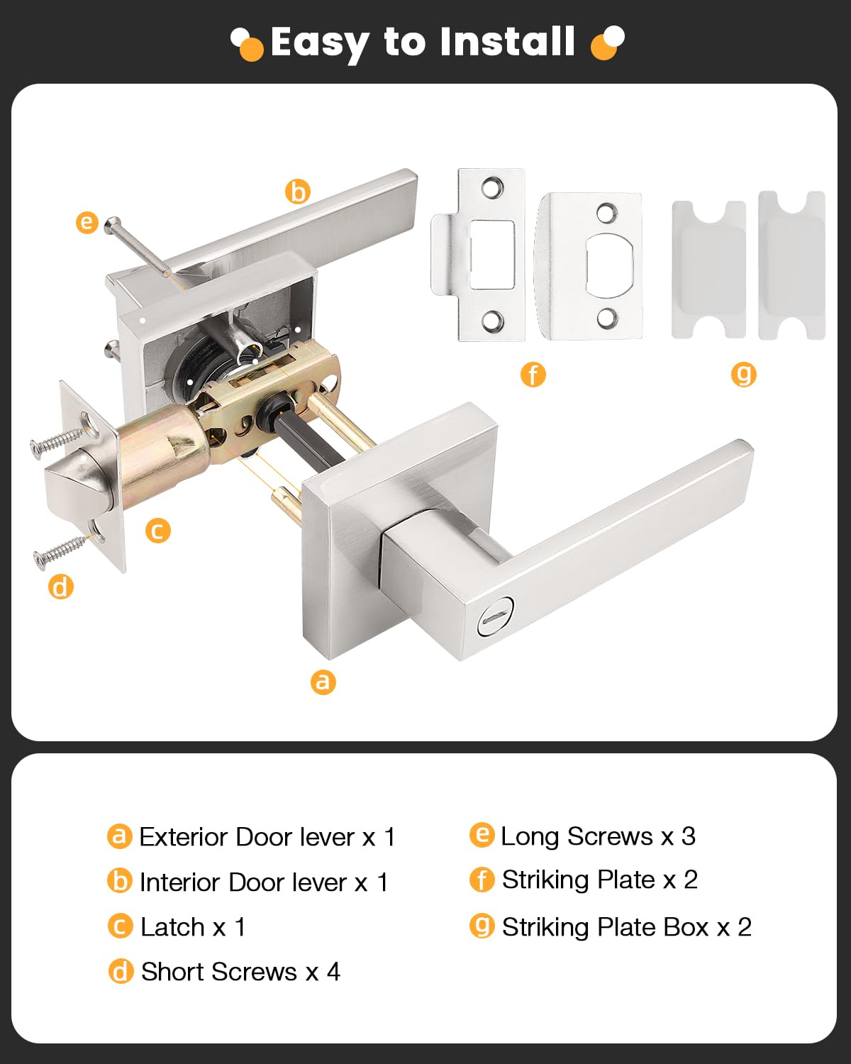 Gobrico Pomo para puerta, níquel satinado, privacidad, sin llave, con botón, para dormitorio y baño, 10 unidades