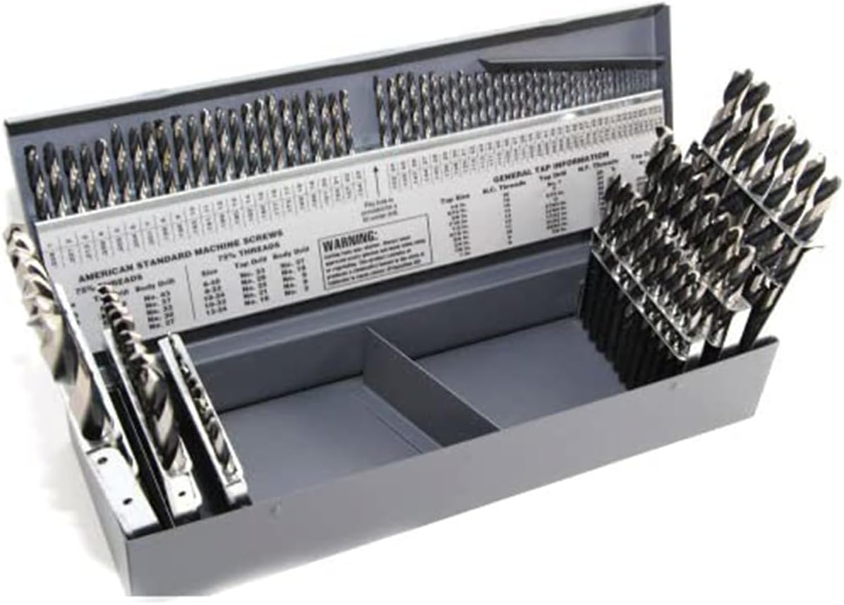 KnKut 115 Piece Jobber Length Drill Bit Set Numbers, Letters, Fractions