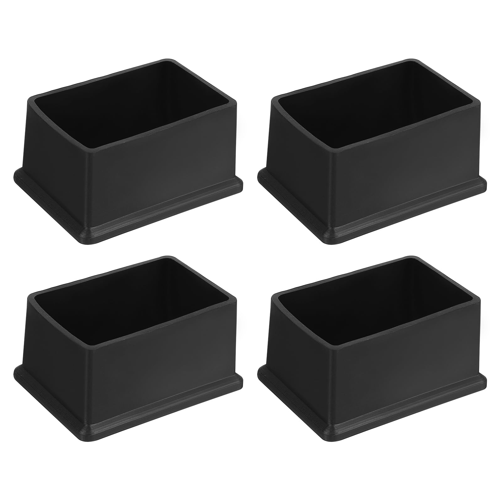 QUARKZMAN 4 vierkante stoelpootdoppen van pvc, 60 mm x 40 mm, OD voor meubels, zwart, pads voor tafels, tafels, tuin, kast, bed, meubels