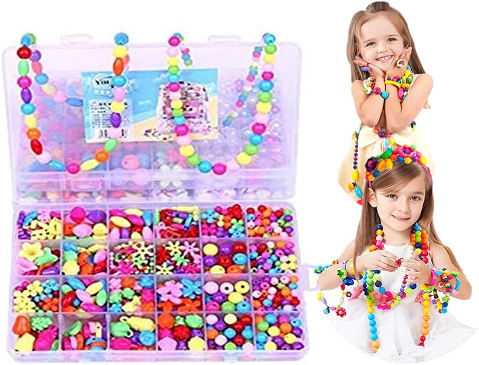 Anlising Children DIY Bead Set,Assorted Acrylic Beads,Beads Kits Set for Kids Children,Craft Jewelry Making,DIY Bracelet Making Kit for Kids,Jewellery Kit for Girls,Assorted Beads for Jewelry Making