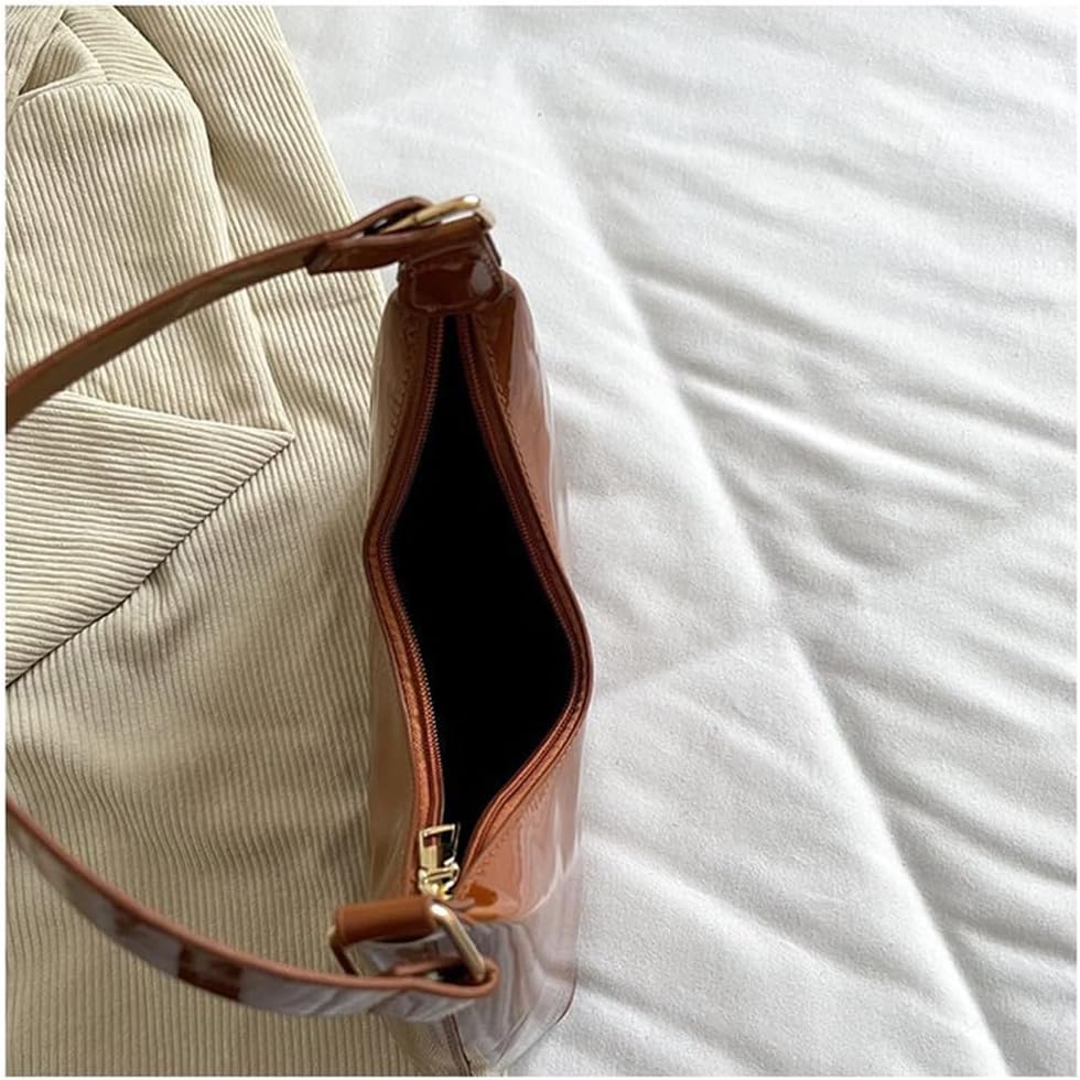 Patent Leather Hobo Bag Crescent Shoulder Bag Small Going Out Tote Bag Satchel Purse - Image 5